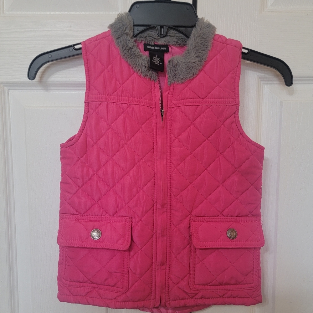 Girls Size 5 Quilted Calvin Klein Vest Pink
